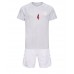 Camiseta Dinamarca Simon Kjaer #4 Segunda Equipación Replica Mundial 2022 para niños mangas cortas (+ Pantalones cortos)